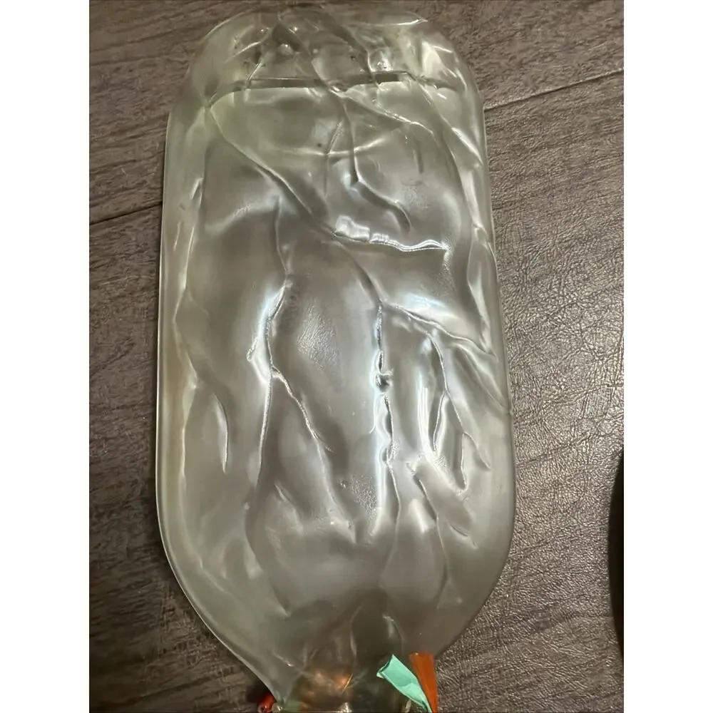 Art Glass Clear Recycled‎ Wine Bottle Cheese Tray Appetizer Food Board 12